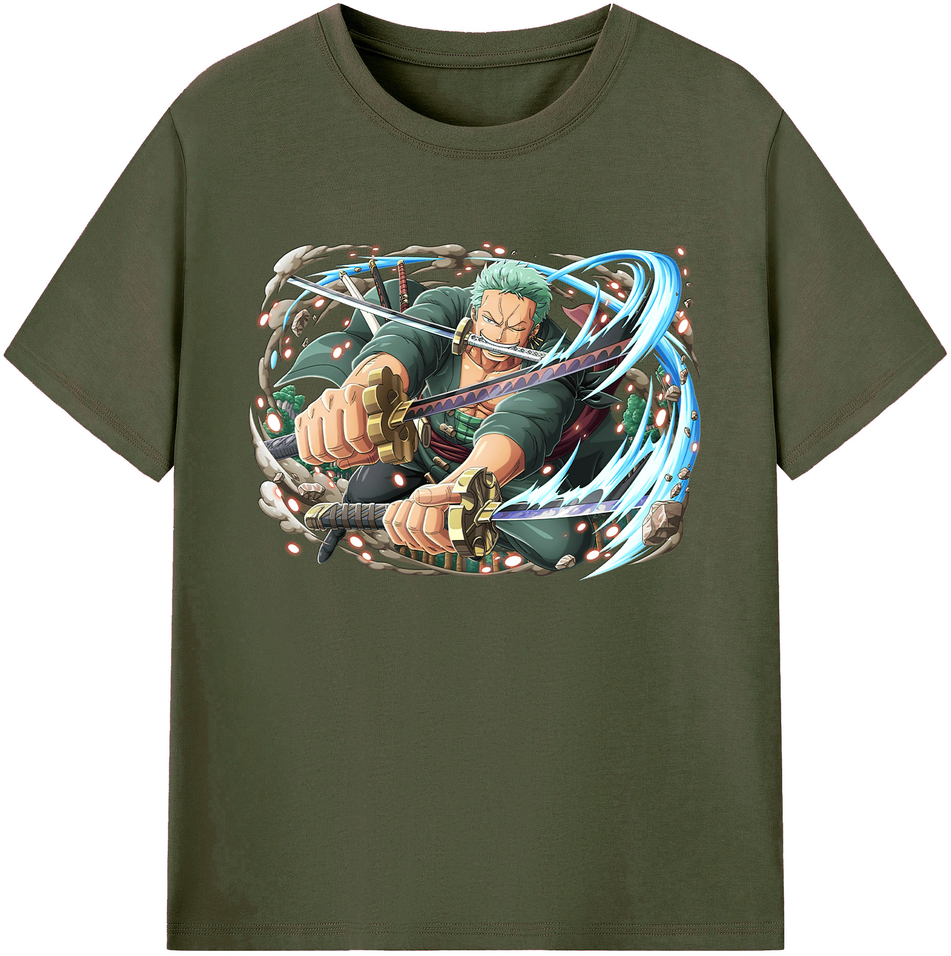 ワンピース ロロノア・ゾロ ONE PIECE Roronoa Zoro 綿100％ メンズ半袖Tシャツ｜肌触りやわらか＆通気性